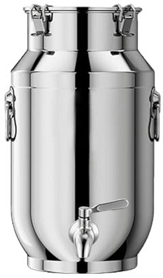aliooila lechera de Acero Inoxidable con Tapa con Grifo Aceite Grifo INOX Leche Jarra lechera bidón Vino Agua(Capacity,5L)