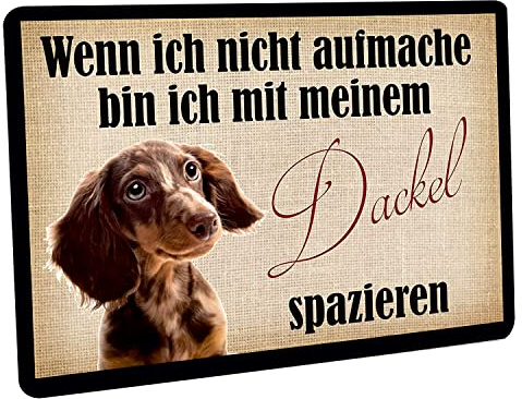 Crealuxe Fussmatte – “ Wenn ich Nicht aufmache Bin ich mit Meinem Dackel spazieren “ - 60x40 cm - Gummi Rückseite/rutschfest - Filzoberfläche - Bedruckte Türmatte - Innenmatte - Schmutzmatte