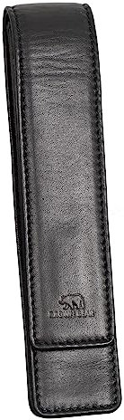 BROWN BEAR Schreibgeräte-Etui Leder Schwarz für 1 Stift | Echtleder Etui mit Magnet-Verschluss für Kugelschreiber & Füller | BB Golf 80-1 BK