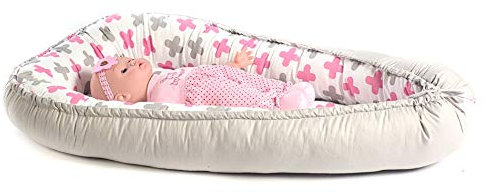 Multifunktionale Kuschelnest Babynest Kokon für Babys und Säuglinge, Nestchen, Reisebett, 100 Prozent Baumwolle, antiallergisch