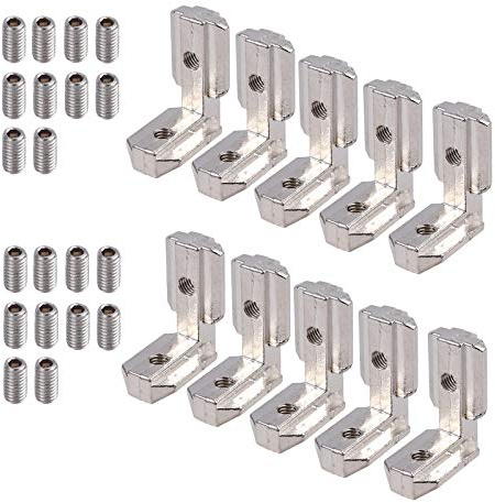AUTOUTLET 10x T Slot T-Nut Innenwinkel, Aluminium Profil 4040 Nut 8 M6 Außenwinkel Zinklegierung Klammern 90° L-Form Inneneckverbinder Innenverbindung Winkelwinkel Eckverbinder mit Schrauben