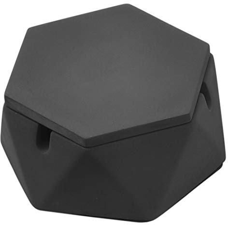 FREELOVE Concrete Ashtray with Lid & Stainless Steel Ashtrays, Cement Ash Tray Smoking Holder Indoor Smokeless Outdoor Windproof Patio Home Office Cool Decor(Dark Grey, Small)