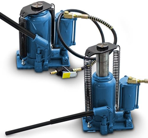 BITUXX® Hydraulischer Stempelwagenheber Pneumatischer LKW Heber Druckluft bis 20T Manuell oder mit Kompressor Unterstützung