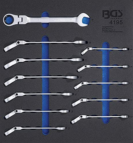 BGS Ratschenring-Maulschlüssel-Satz abwinkelbar - SW 8-19 mm 12-tlg.