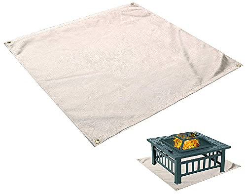 Hggzeg Tapete de vidrio ignífugo para barbacoa, resistente al calor, protector de llama para suelo, patio, terraza, césped, exterior o camping (tamaño grande: 100 x 100 cm)