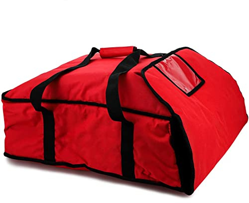 DEAYOU Large Pizza Bag, Insulated Pizza and Food Delivery Bag, Professional Thermal Pizza Warmer Bag, Hot Pizza Carriers for Transport, Moisture Free, Heavy Duty, 59cm × 59cm × 20cm, Red