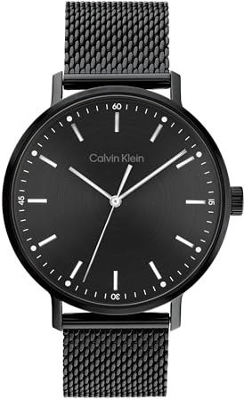 Calvin Klein Analogue Quartz Watch for Men Modern MESH Collection with Black Stainless Steel Mesh Bracelet - 25200046