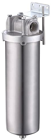 Amwater NSF Boîtier transparent en acier inoxydable pour filtre de 25,4 cm, boîtier de filtre à eau NPT de 1,9 cm pour purification de l'eau de toute la maison en acier inoxydable 304
