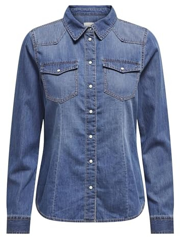 Only Femme Onlalexa L/S DNM Shirt Fs Noos Blouse, Medium Blue Denim, XS EU