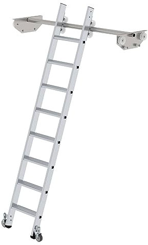 PROREGAL Stufen-Regalleiter fahrbar für Doppelregal 8 Stufen | Leiter, Teleskopleiter, Trittleiter, Bockleiter, Sprossen-Doppelleiter