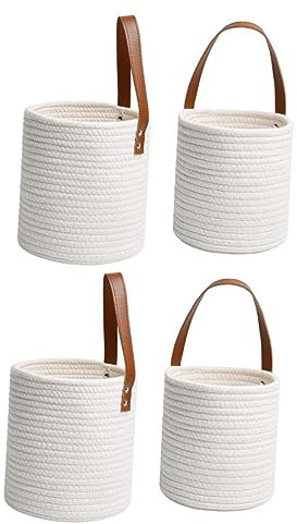 4 Stück Rattan-Wandkörbe, Blumentöpfe for den Innenbereich, Blumentöpfe for Zimmerpflanzen, ästhetische Raumdekoration, gewebte Baumwoll-Pflanzkörbe, Hängekörbe for Pflanzen, Juteseil-Pflanzgefäß/1811