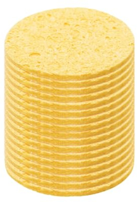 sourcing map 15PCS Soldering Sponge 50mm Round Deep Yellow Cleaning Pad Welding Tip Iron Replacement for Cleaning Soldering Iron 2mm Natural Thickness 11mm Water Absorption Thickness