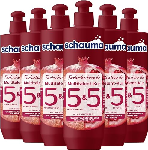 SCHAUMA 5&5 Farbschützende Multitalent-Kur (6 x 300 ml), Haarmaske repariert das Haar intensiv, Haarkur für Farbschutz & Splissversiegelung, für coloriertes, getöntes oder gesträhntes Haar