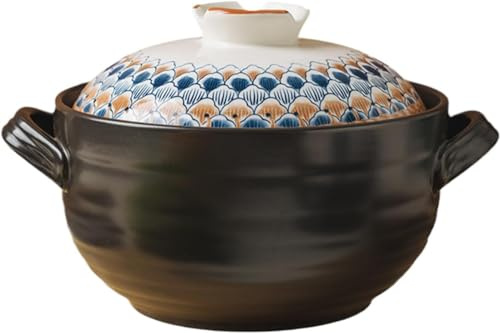 Pentola per stufato in ceramica, pentola per zuppa, casseruola, pentola in terracotta, pentole in ceramica con coperchio per stufato a vapore forniture natalizie