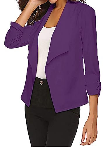 TDEOK Blazer pour femme court cintré - Blazer pour femme - Beige - Coupe ajustée - Blazer court - Festif - Grandes tailles - Blazer pour robes - Blazer d'été - Blazer sportif, lilas, L