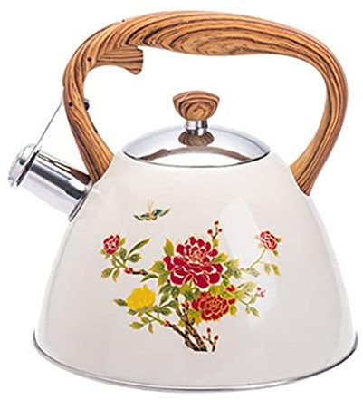 CAFIEDR Bouilloire à thé sifflante 3 L, théière Universelle pour Toutes Les cuisinières, Fournitures de Cuisine ménagère, Verres (Couleur : A, Taille