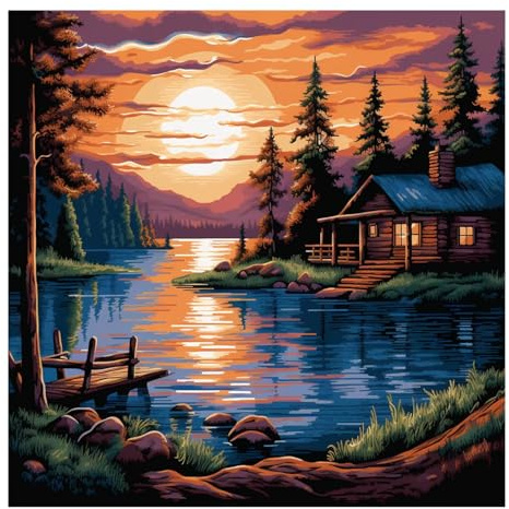 cukol cukol Kreuzstich Set Vorgedruckt Erwachsene, Stickbilder 40x40 cm