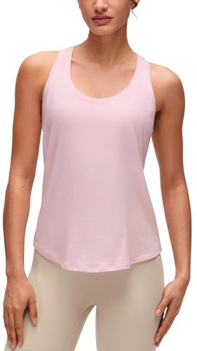 CRZ YOGA Coton Pima Débardeur Dos Nageur | Entraînement, Naturellement Doux, Coupe Classique, Recadré, Col ras du Cou, Chemisiers Sans Manches pour Femme