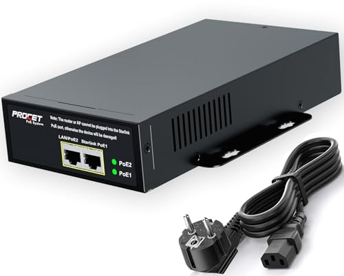 PROCET Starlink Gen 3 PoE Iniettore adattatore, 150W Gigabit Ethernet Adapter Injector, LAN/PoE Uscita, PoE 6KV sovratensione protezioneper Starlink V3 Dish e Router, PT-PSE109GAT-160