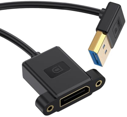 chenyang Câble DisplayPort 1.4 mâle vers femelle coudé à 90 degrés vers le haut 8K @ 60 Hz 4K @ 240 Hz 32,4 Gbit/s haute vitesse plaqué or câble d'extension ultrafine type montage sur panneau 0,3 m