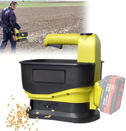 ELIKBH Spandiconcime Senza Fili, Spandiconcime Portatile da 5,5 Litri, Spargisemi per Prato Alimentato, Larghezza di Distribuzione Regolabile per Semi, Alimenti