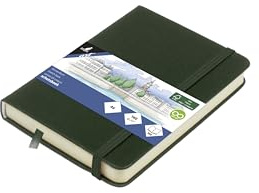 Kangaro Art Carnet de croquis A6 Forest Green PU Couverture rigide 80 feuilles 140 g Papier crème avec élastique et bande élastique