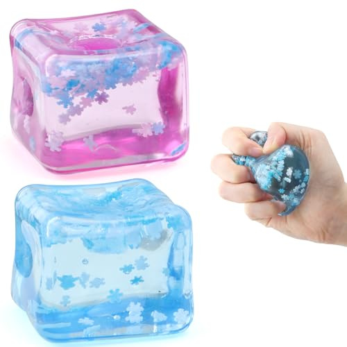 Chridark Ice Cube Fidget leksak för alla åldrar: 2-pack sensoriska squishy fidgetleksaker, fyrkantiga stressbollar, klassrumspriser, ångestlindrande stresskub present till barn tonåringar vuxna