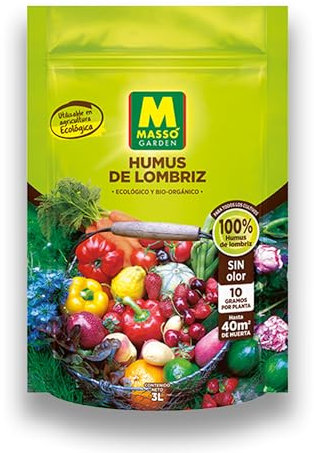 Abono 100% Humus de Lombriz ECOLÓGICO y Bio-Orgánico 3L | MUY EFECTIVO y 100% natural | Para aplicar en hasta 40 m2 de Huerta SIN OLOR y sólo es necesario 10 GR por planta ECO | Nexum Market