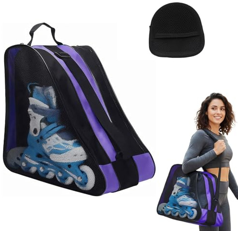 KEGECOL Skischuhtasche, Skischuhtasche Mit Schuhputzen, Kinder Schlittschuhtasche Mit Verstellbar Trageriemen, Inliner Tasche Für Schlittschuhe, Radschuhe, Sportschuhe (Purple)