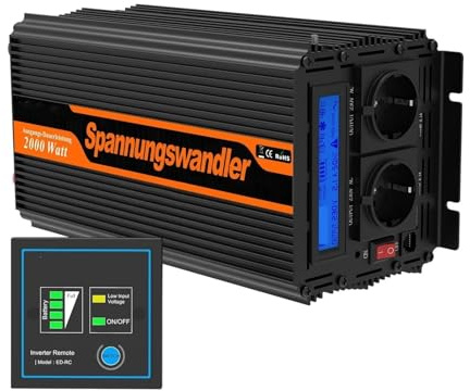 Power Inverter Inverter A Onda Sinusoidale Modificata 2000W DC 12V A AC 220V 230V Convertitore 2KW Trasformatore Fuori Rete Per Solare Domestico Per Auto