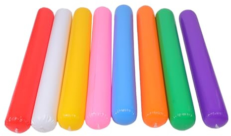 LRXIYODE 8pcs Inflatable Pool Noodles Colorful PVC Swim Noodles for Strong Buoyancy Floating Pool Quick Inflate Swimming Float Sticks and Water Fun
