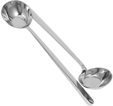 Toyvian 2 Pièces Louche Inox Ronde avec Manche Ergonomique Cuillères à Potage Polyvalentes pour Cuisine Maison et Professionnelle Service Facile de Potages Sauces et Ragoûts Nettoyage