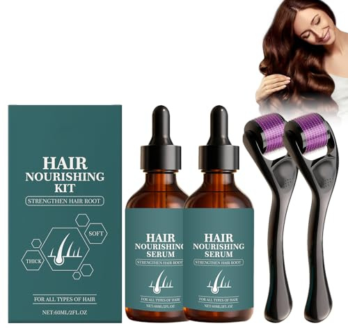 Sérum Nourrissant Cheveux Kit, Soin Intensif du Cuir Chevelu pour Cheveux Volumineux, Formule Fortifiante pour les Racines, Usage Universel Tous Types de Cheveux, Soin Quotidien, Lot de 2