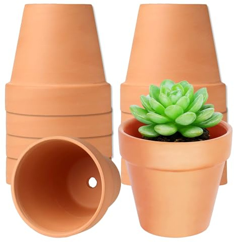 10 Pièces Pots Terre Cuite Petits avec Trou Drainage, Pot Fleurs Mini 10 x 8 cm, Petitspots Réutilisable pour Maison Bureau, Pots Argile Intérieur Extérieur pour Succulent, Plantes, Peinture,Artisanat