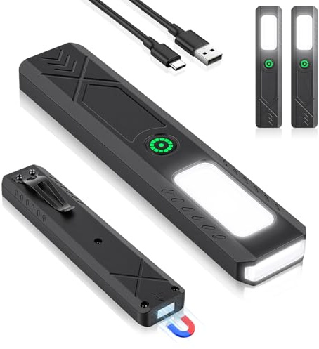 HOTUT Slim Flat Torch, 2 PCS LED Torches, Magnetic Torches Led Super Bright with 450 Lumens Light, IP45 Water Resistant Portable Flashlight for Home Work Emergency