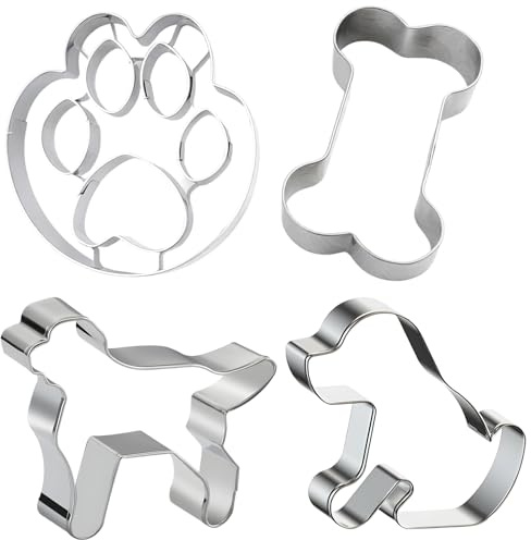 argtnayk 4pcs Welpe PläTzchen Ausstecher Keksausstecher,Edelstahl PläTzchenformen Hunde-Design,Ausstechform In Tierform,Fondant-Ausstechform Diy Backwerkzeuge FüR Kinderbacken Geburtstag Mottoparty