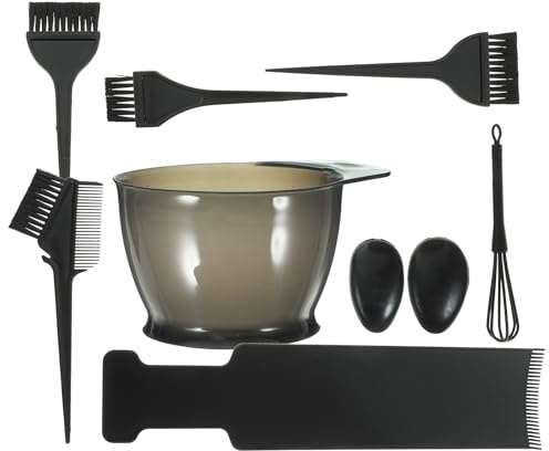Hemobllo Kit de Teinture pour Cheveux Bol, Brosse et Peigne en Plastique Noir, Set Complet pour Coloration Uniforme et Nettoyage Facile, pour Salon Professionnel ou DIY Plusieurs styles