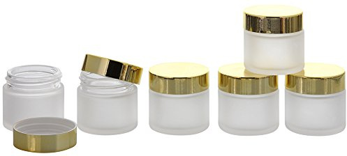 Matt Glas-Tiegel 30 ml mit Gold Deckel, Leere Kosmetex Glas Creme-Dose, Kosmetik-Dose aus Mattglas, 6× 30 ml Mattglas Gold Deckel