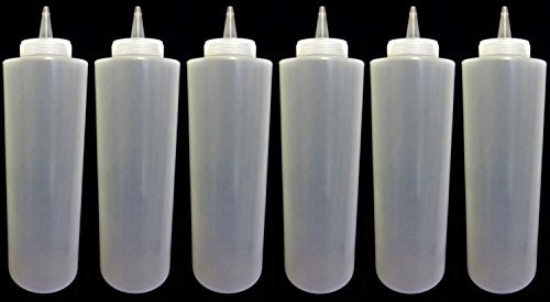 Kitchen Equipment Pack of 6 Sleeves Squeezy Sauce Clear Bottles 340ml / 12oz