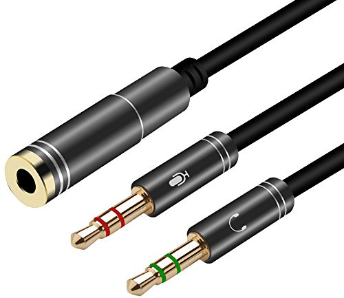 Yeung Qee - Répartiteur pour casque 3,5 mm femelle à 2 connecteurs doubles 3,5 mm mâle - Câble de répartiteur audio micro pour casque en Y pour casque de jeu PC PS4 black 1m Noir