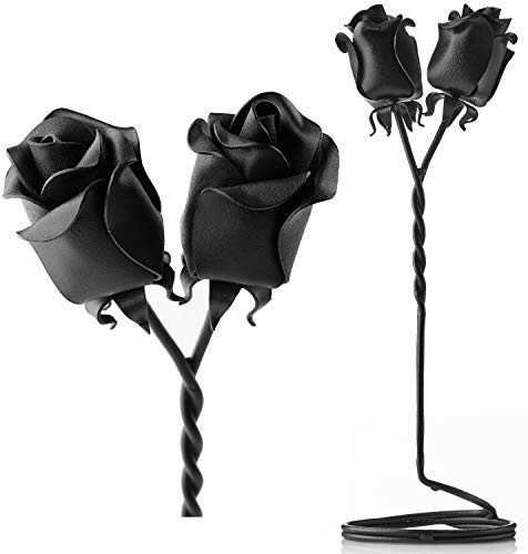 IK Style Freistehende schwarze Eisen-Rosen, die für immer miteinander verflochten sind, einzigartiges und besonderes handgefertigtes Geschenk für einen besonderen Menschen.