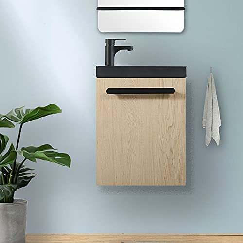 MOB-IN Meuble Lave-Mains Nevada Décor chêne Vasque Noire