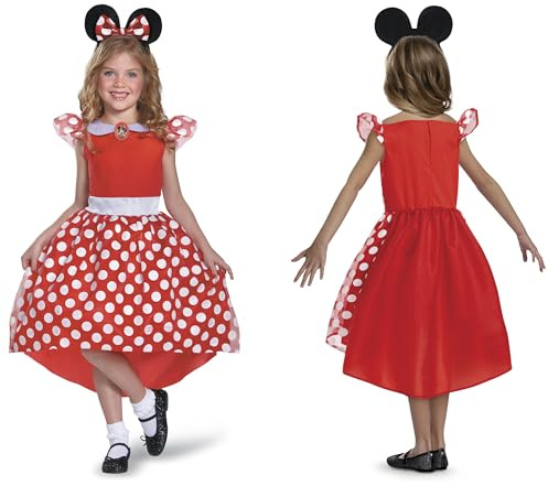 Minnie Mouse röd barnkostym, officiellt licensierad av Disguise, bekväm passform och detaljerad design, S 5 till 6