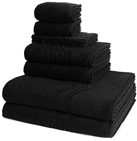 Ross - 8 teiliges Frottier-Set - Cashmere Feeling (2 X Wasch- 2 X Gäste- 2 X Dusch- 2 X Handtuch im Set) - 520 g/m2 - Baumwolle - Walkfrottee - saugstark - weich und flauschig - Schwarz