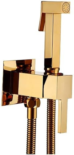 YJYKXP Toilette Bidet Spray, Badezimmer Bidet Dusche Sprayer Wandarmatur Mixer Montiert, Messing-Spritzpistole,Gold