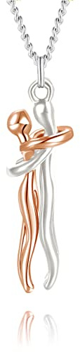 GILIEYER Collana Abbraccio Coppia, Personalità della Moda Collana Abbraccio Affettuoso Coppia Abbraccio Ciondolo Amore Coccole Abbraccio Gioielli Regalo per Donne Uomini (Oro Rosa)