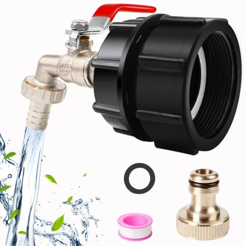 IBC,Accesorio para depósito de agua de lluvia (1/2 pulgadas, latón fino, adaptador Ibc Valve para S60x6, depósito de agua de 1000 L, conector de manguera, repuesto para tanque de agua de lluvia Ibc