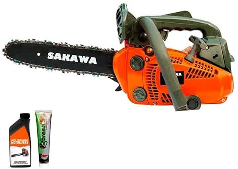SAKAWA Motosega Scoppio 12 + Olio Lubrificante per Catena + Olio 125ml