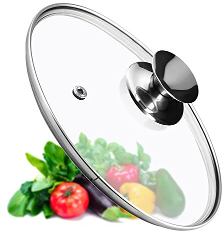 KADAX Couvercle universel en verre avec poignée argentée - Couvercle résistant à la chaleur de différentes tailles - Pour casserole, poêle (26 cm)