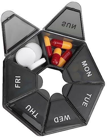 WLLHYF Pilulier de voyage 7 jours - Pilulier portable et quotidien - Planificateur de médicaments - Boîte de distribution de vitamines et suppléments